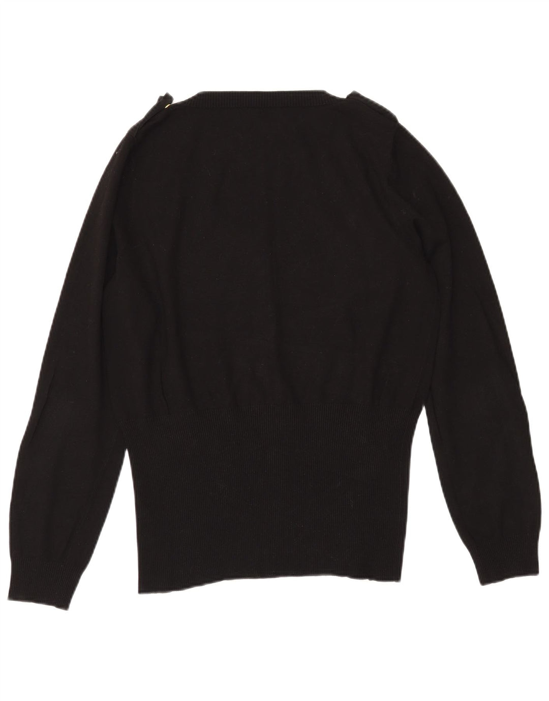 MARELLA Militær V-hals sweater til kvinder UK 20 2XL Sort viskose