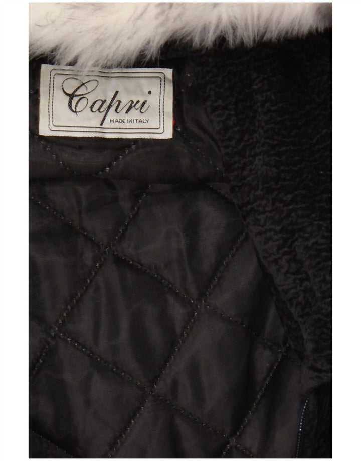 Vintage oversized hættefrakke til kvinder UK 18 XL marineblå polyester