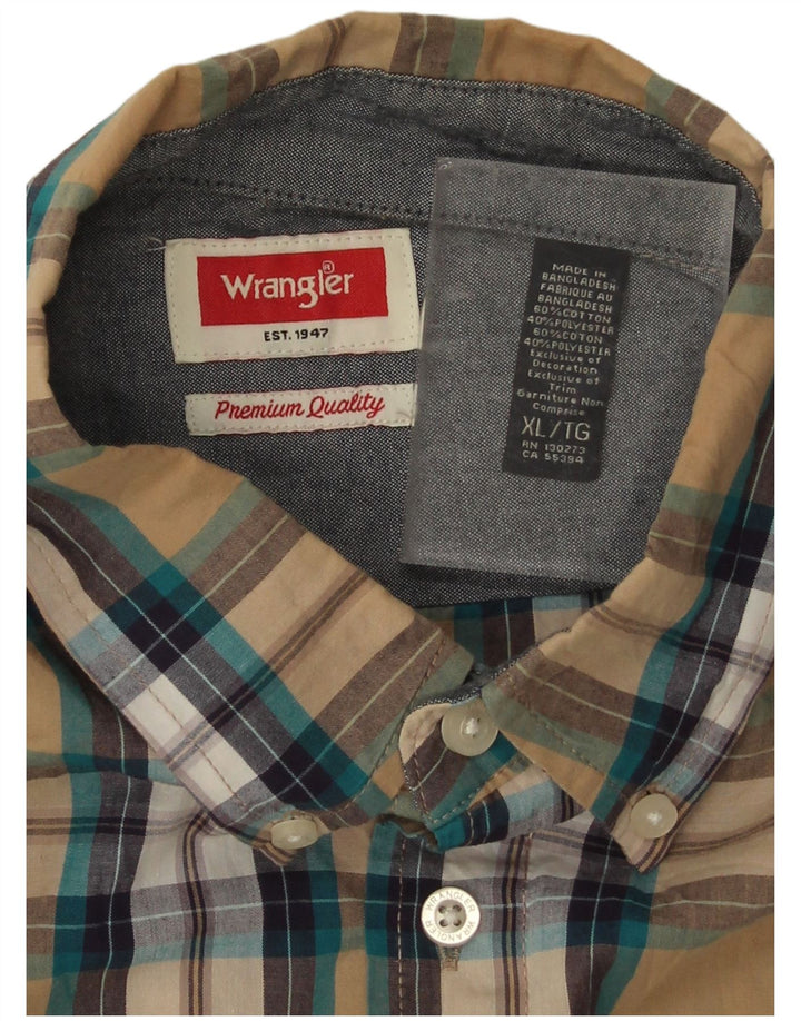 Wrangler kortærmet herreskjorte XL Beige ternet bomuld