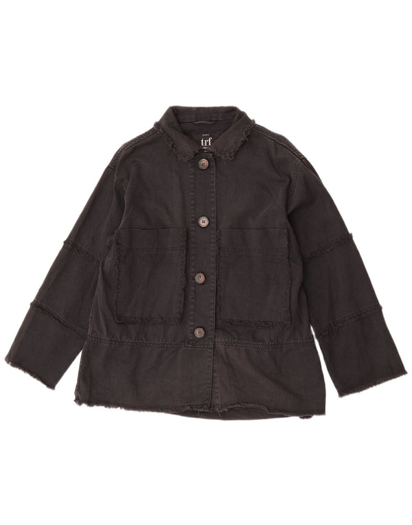 Zara Dame Trafaluc Denim Jacket UK 10 Small Black Bomuld
