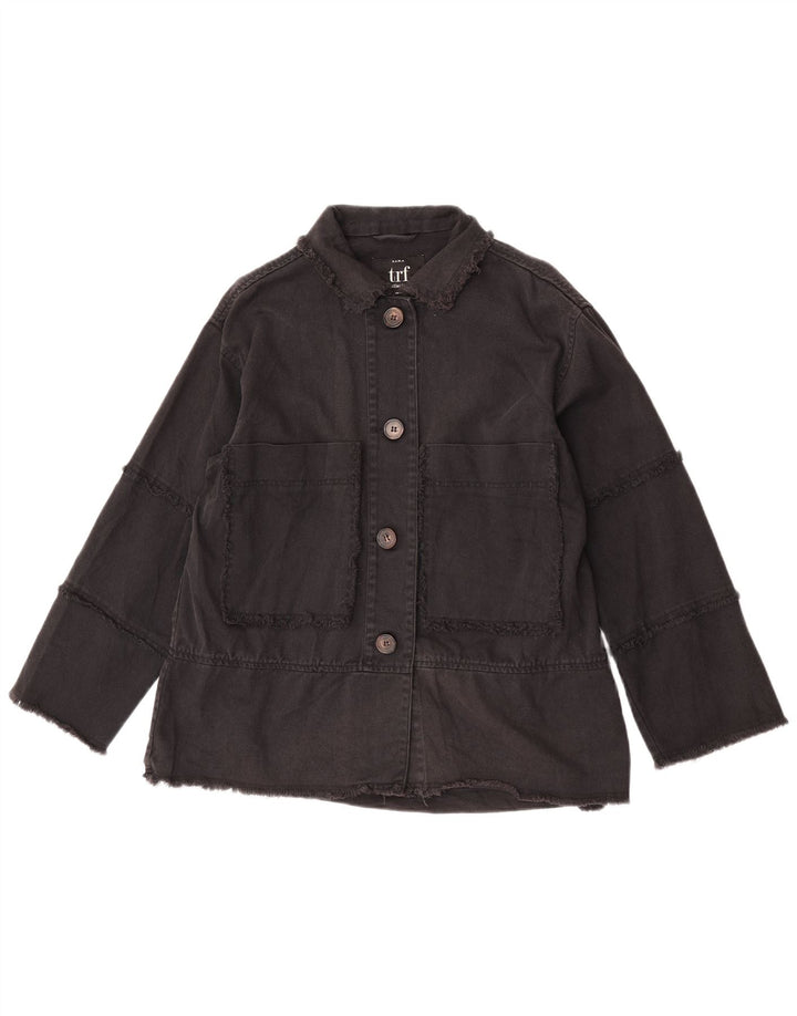 Zara Dame Trafaluc Denim Jacket UK 10 Small Black Bomuld