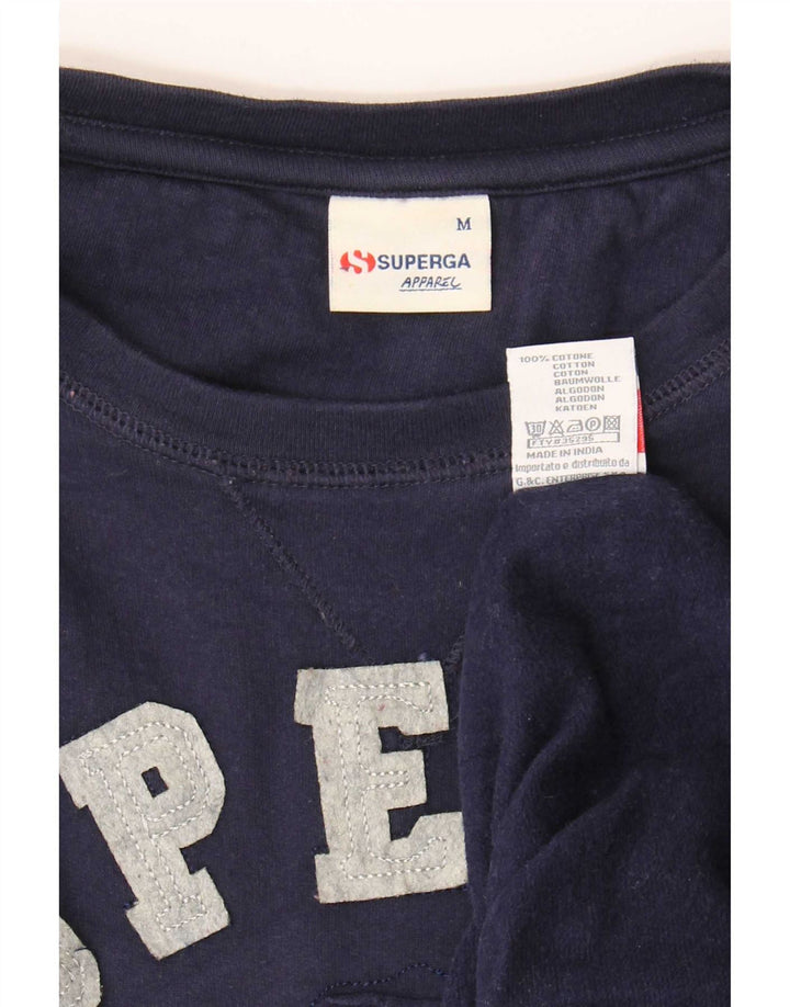 Superga Dame Grafisk Sweatshirt Jumper UK 14 Medium Navy Blue Bomuld