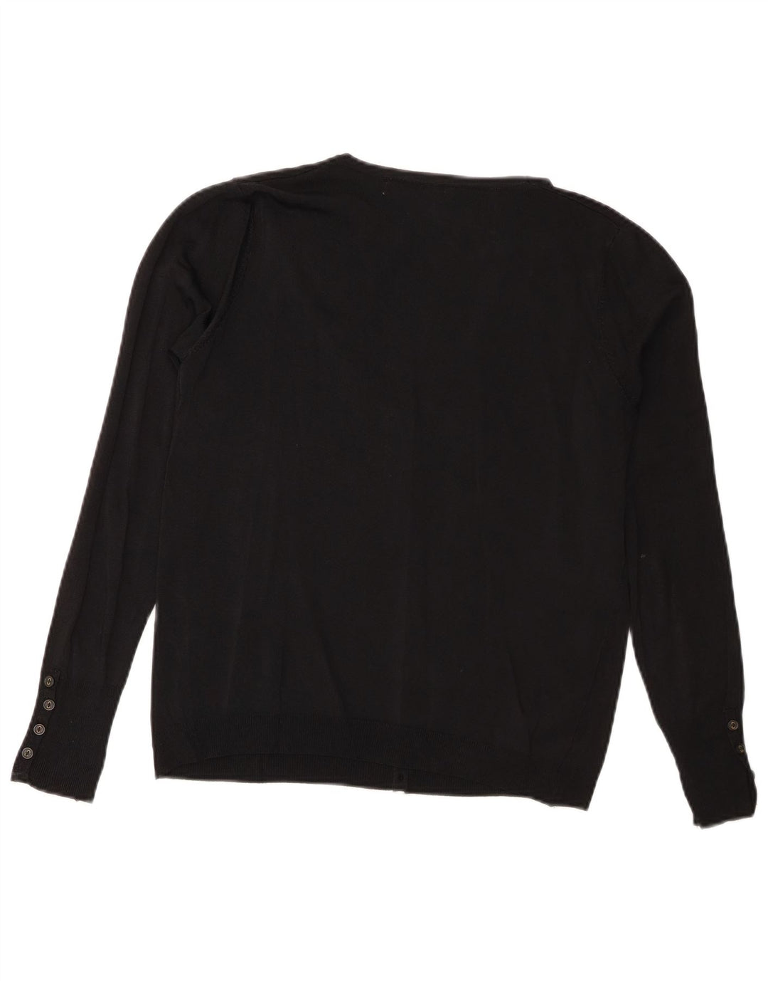 Zara Womens Basic Crop Cardigan Top UK 14 Large Black Viscose