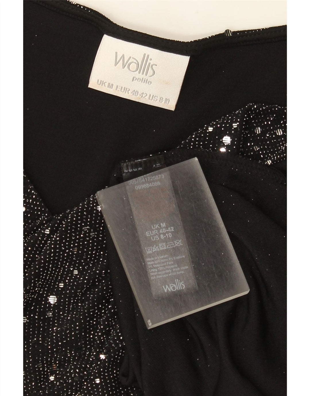 Wallis Dame ærmeløs bluse Top UK 14 Mellem sort plettet nylon