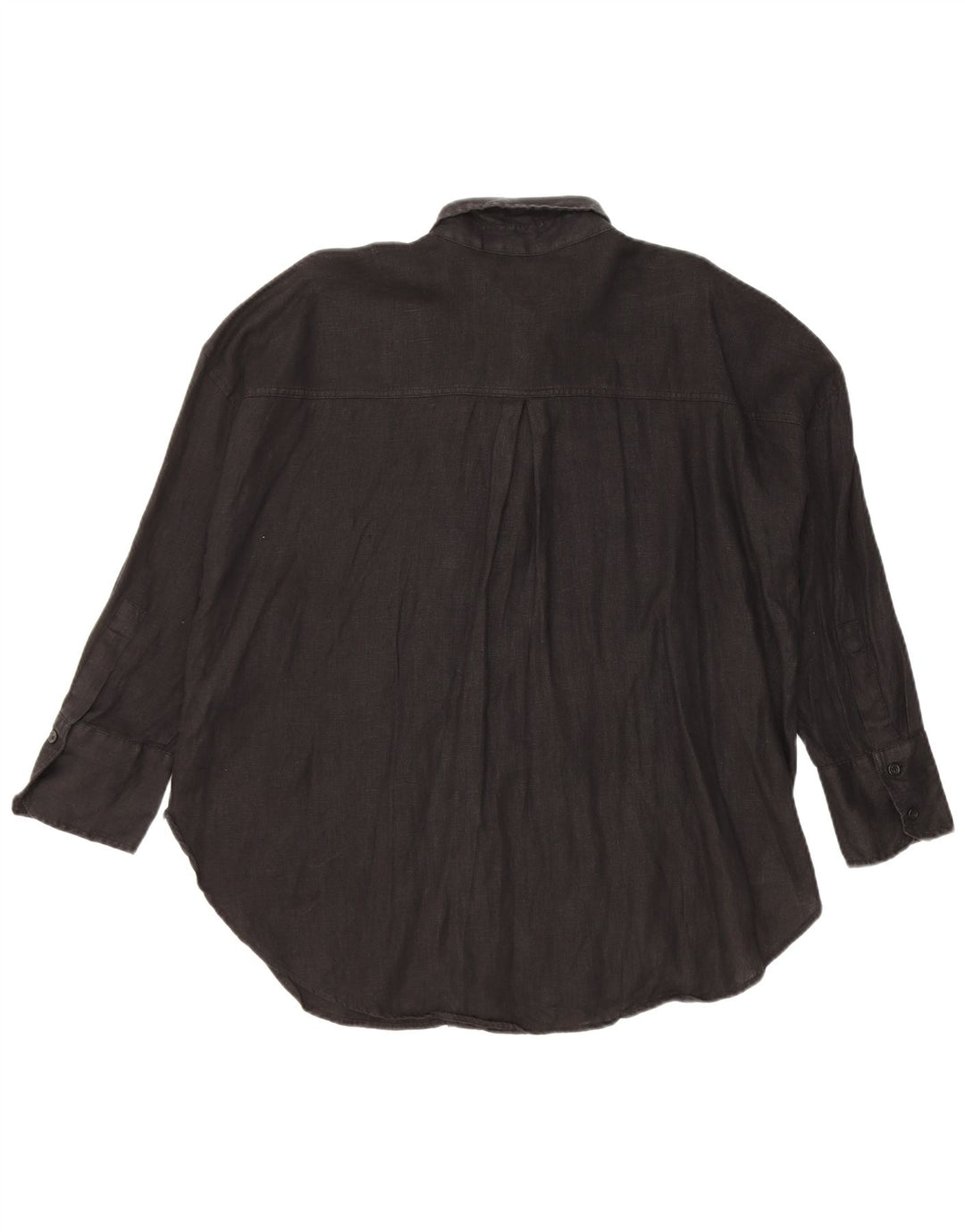 Zara Dame Oversized Shirt UK 14 Medium Black Linen