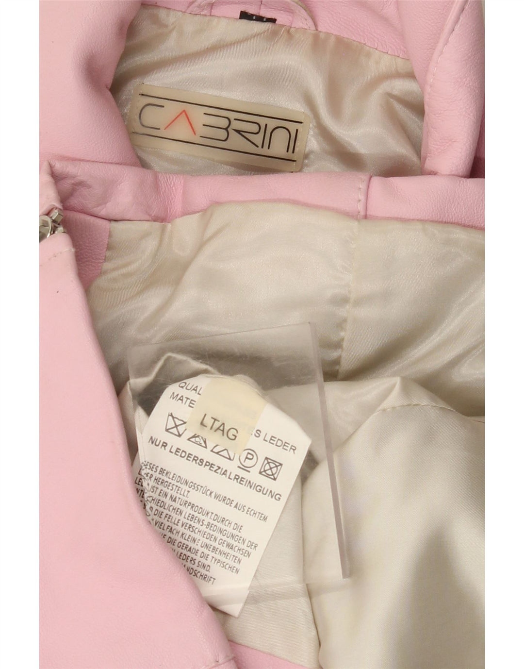 CABRINI Dame Læderjakke UK 16 Stor Pink Læder