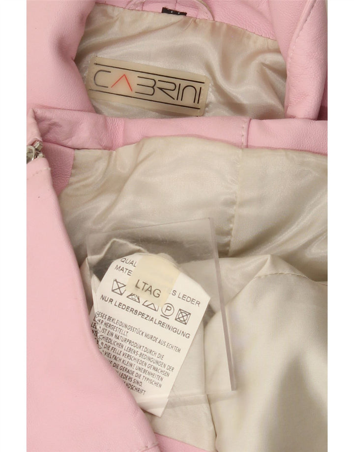 CABRINI Dame Læderjakke UK 16 Stor Pink Læder