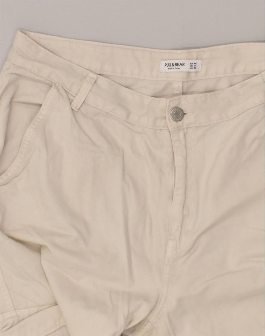 PULL & BEAR Womens Straight Cargo Trousers W36 L31 White | Vintage Pull & Bear | Thrift | Second-Hand Pull & Bear | Used Clothing | Messina Hembry 