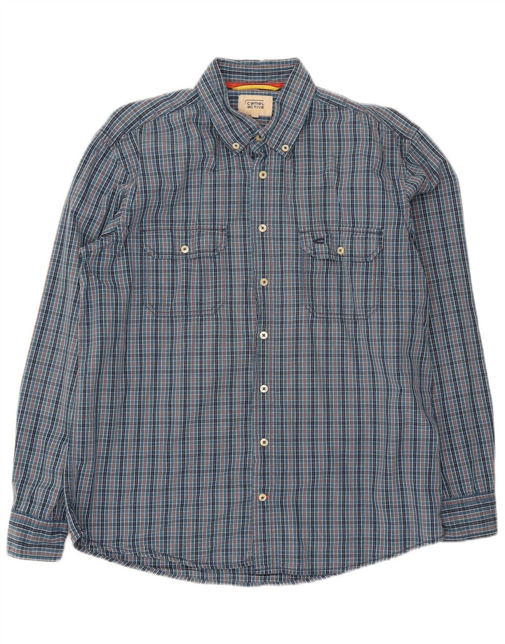 Camel Active Herreskjorte Stor marineblå Gingham Cotton
