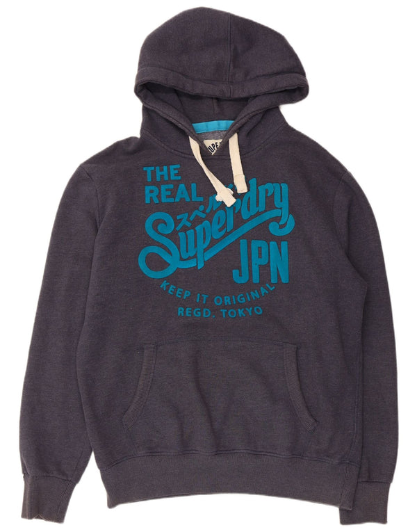 Superdry Mens Graphic Hoodie Jumper 2XL Navy Blue Cotton