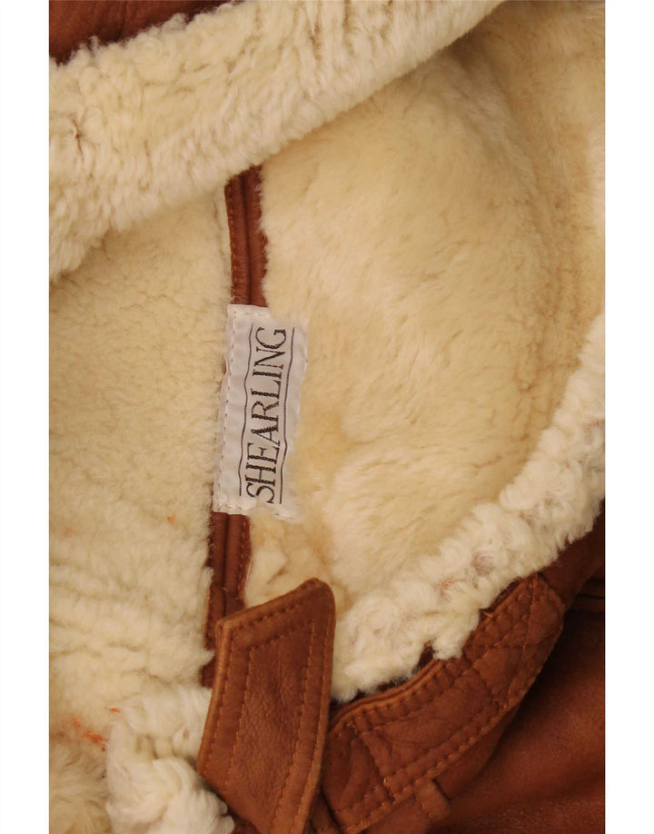Vintage Herre Shearling Jacket UK 40 Large Brown