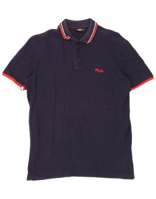 FILA Mens Polo Shirt Medium Navy Blue Cotton