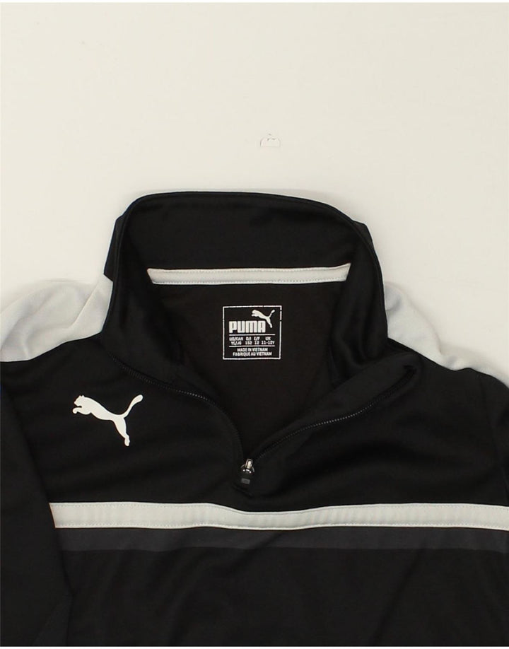 PUMA Boys Zip Neck Tracksuit Top Jacket 11-12 Years Black Colourblock | Vintage Puma | Thrift | Second-Hand Puma | Used Clothing | Messina Hembry 