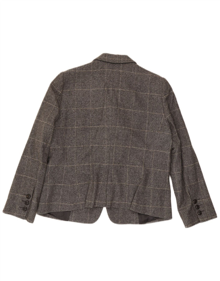 Armani Collezioni Dame 3-knaps blazerjakke IT 50 XL Grå ternet uld