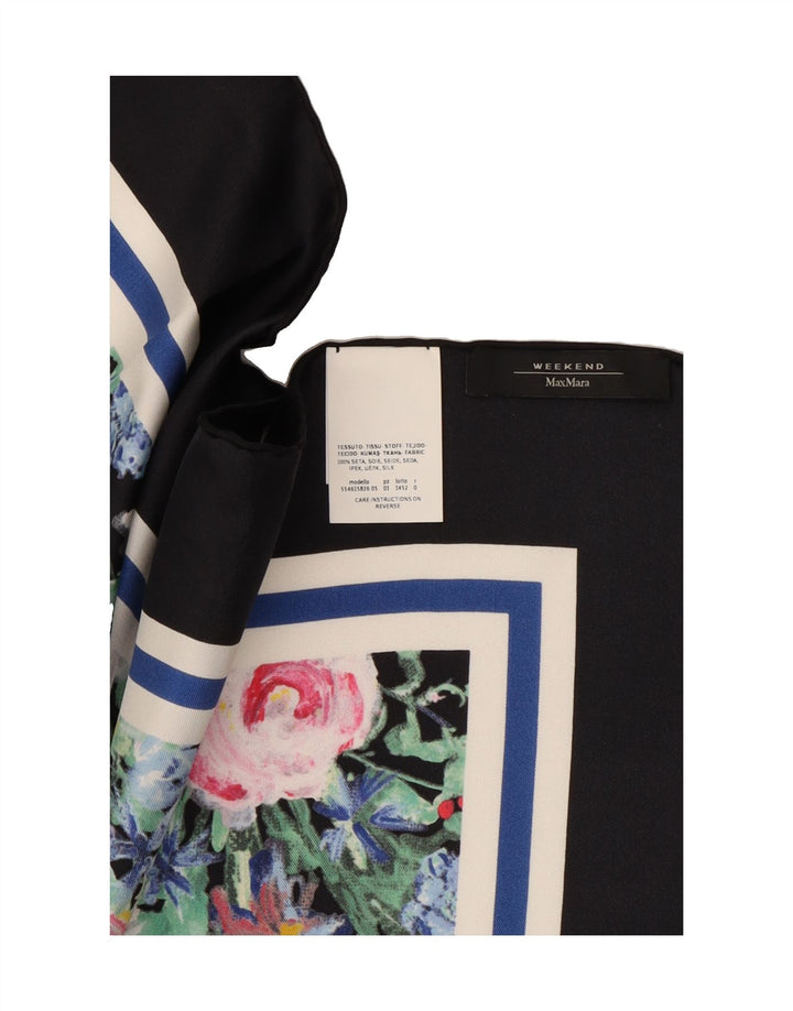 MAX MARA Womens Square Scarf One Size Black Floral Silk Vintage Max Mara and Second-Hand Max Mara from Messina Hembry 