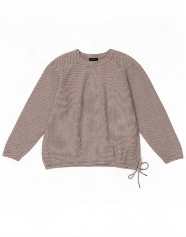 Massimo Dutti Dame Oversized Crew Neck Jumper Sweater UK 10 Small Grey