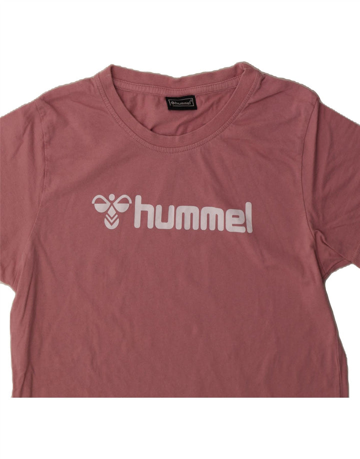 HUMMEL Womens Graphic T-Shirt Top UK 14 Medium Pink Cotton Vintage Hummel and Second-Hand Hummel from Messina Hembry 