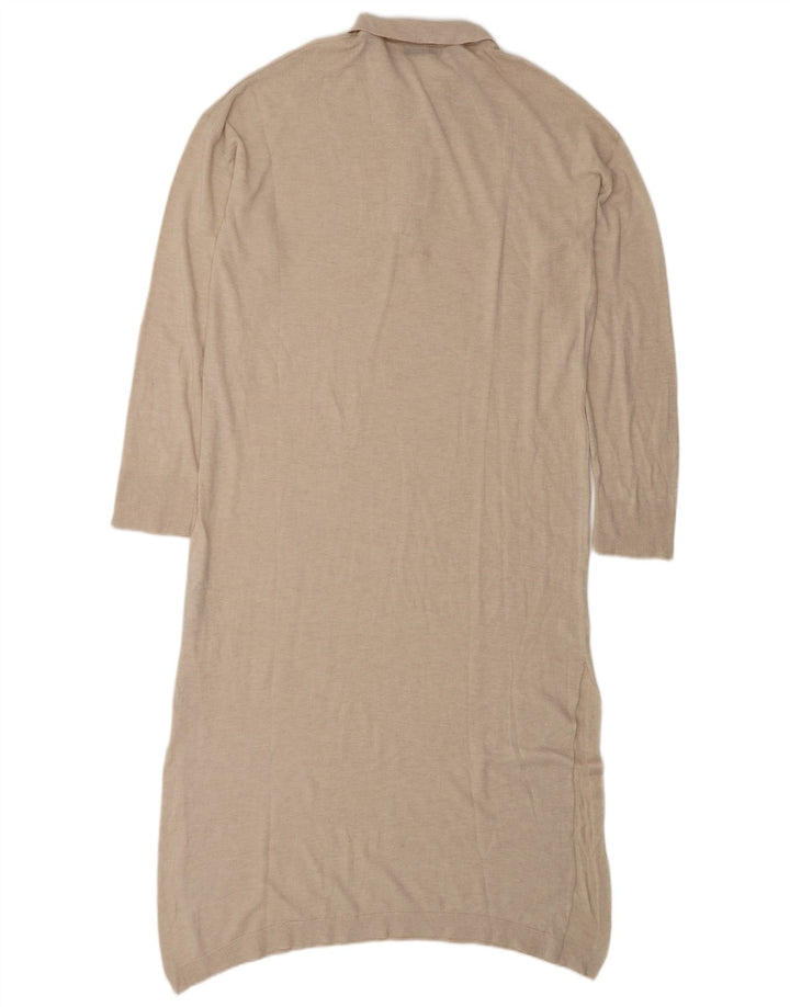 Zara Langærmet Oversized Polo Dress UK 10 Small Beige Polyester