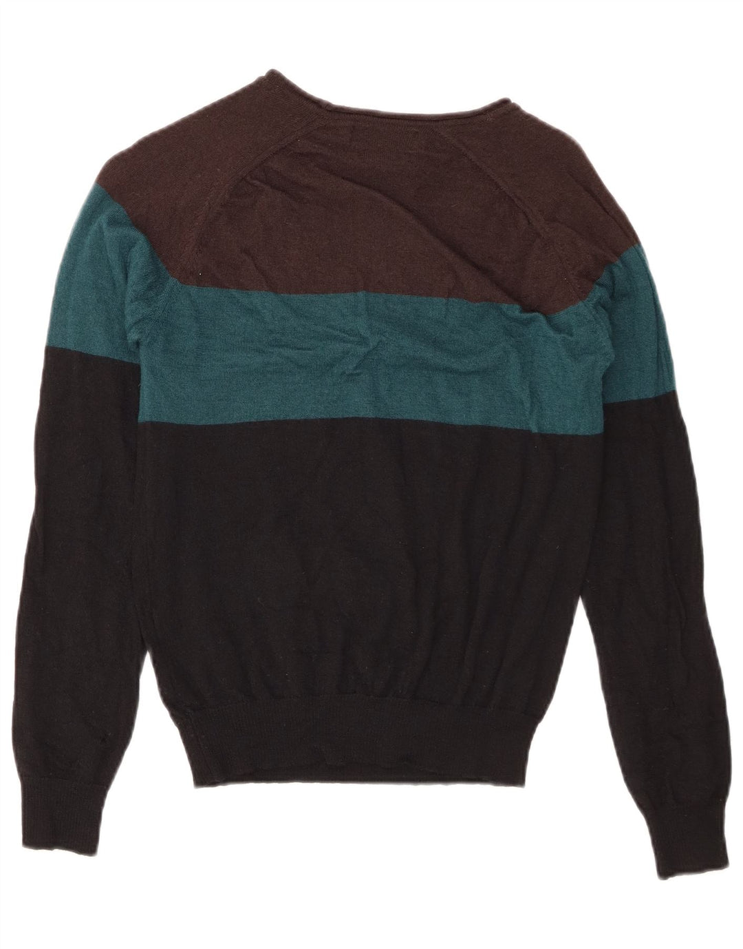 Zara Herre Boat Neck Jumper Sweater Medium Multicolored Colourblock Uld
