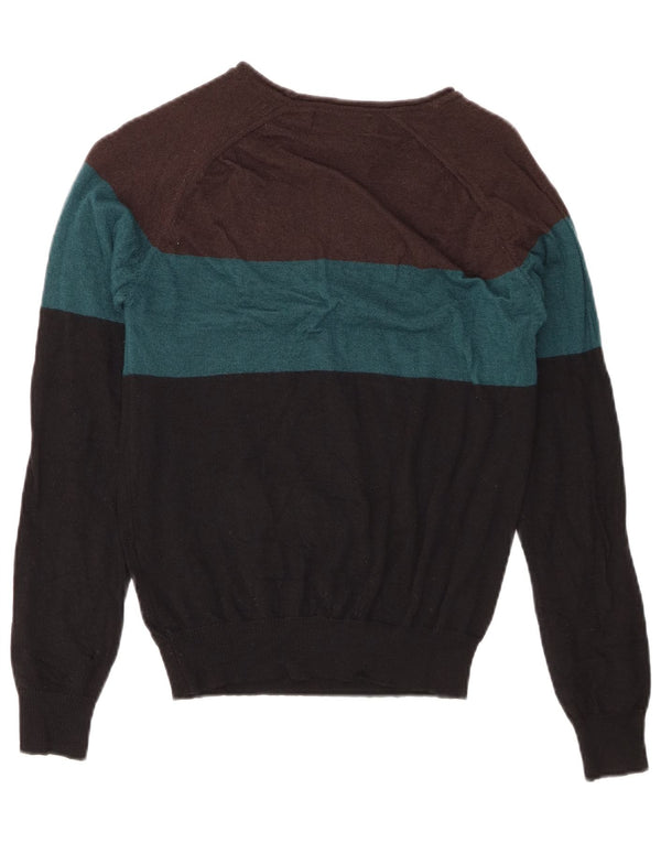 Zara Herre Boat Neck Jumper Sweater Medium Multicolored Colourblock Uld