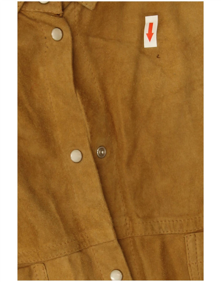 Maurizio Saturni Dame Oversized ruskindsskjorte IT 44 Medium Beige Læder