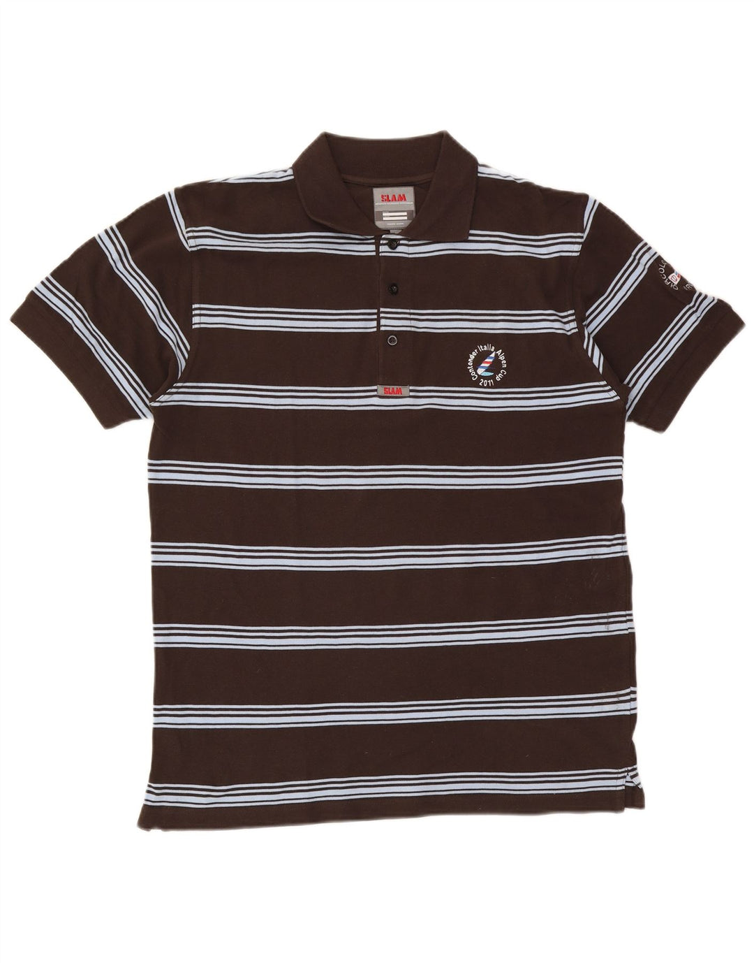 Slam herre poloshirt stor brun stribet bomuld