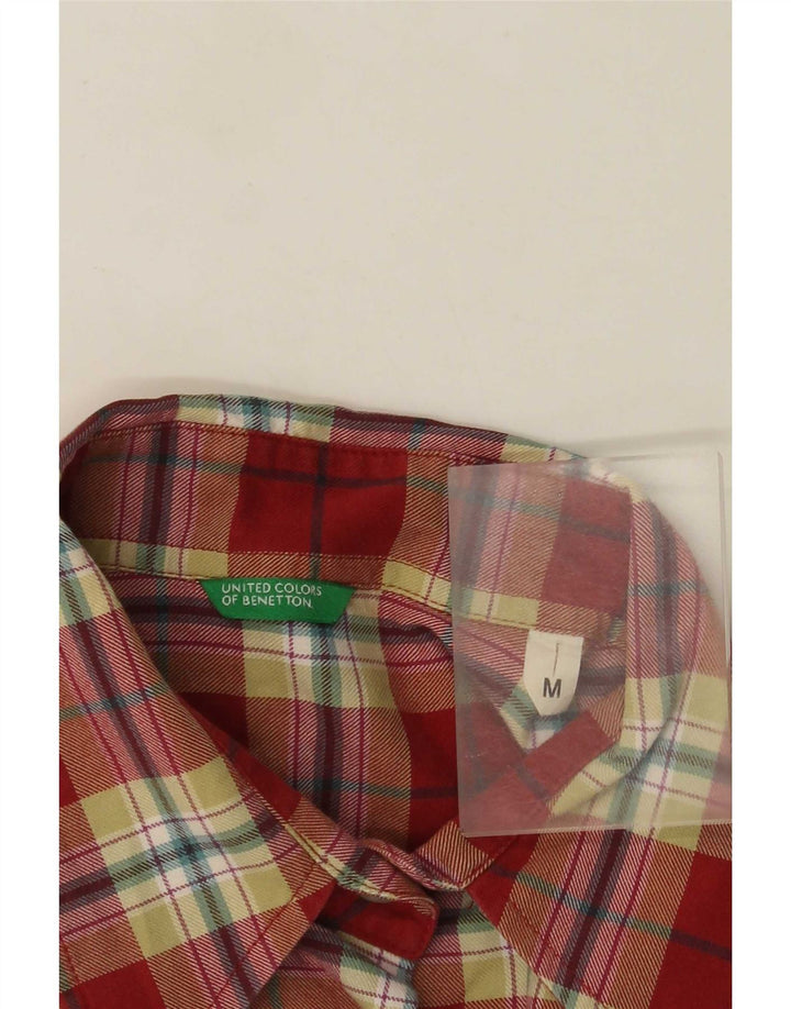 Benetton Womens Military Flanell Shirt UK 12 Medium Red Check