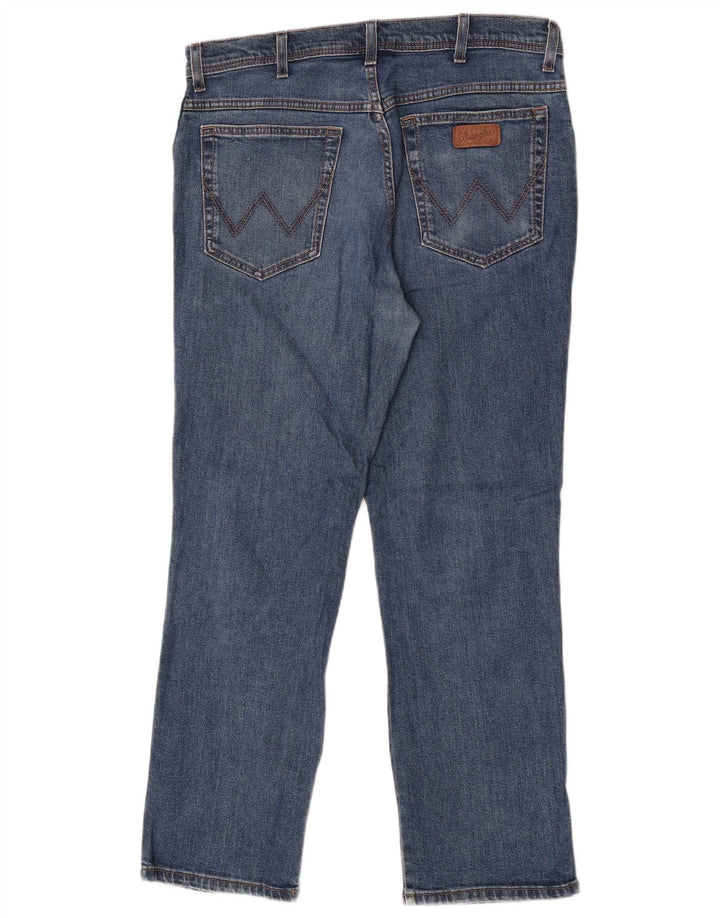 Wrangler Herre Regular Fit Straight Jeans W36 L30 Blå Bomuld