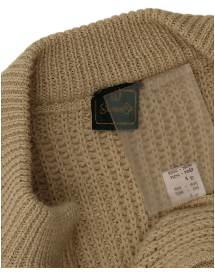 Vintage herre cardigan sweater IT 50 Medium Beige Uld
