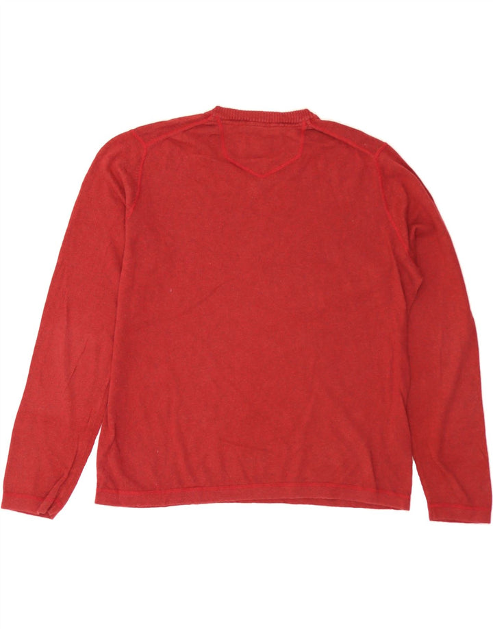 EDDIE BAUER Mens V-Neck Jumper Sweater XL Red Cotton Vintage Eddie Bauer and Second-Hand Eddie Bauer from Messina Hembry 