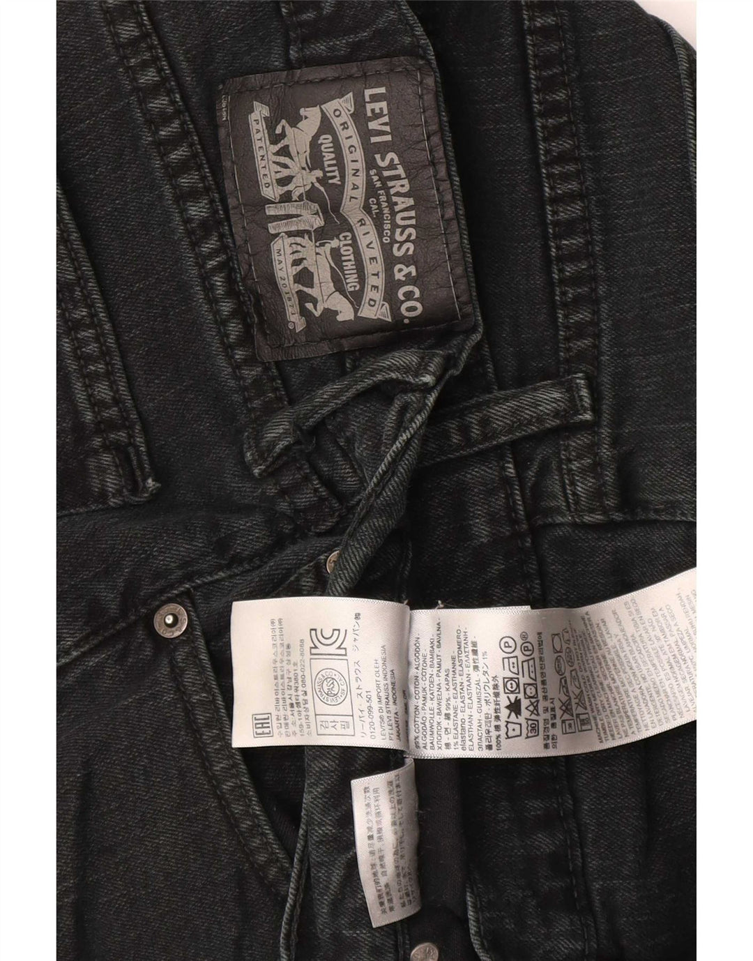 Levi's Straight Jeans til mænd W34 L30 sort bomuld