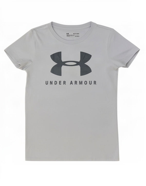 Under Armour Womens Heat Gear Oversized grafisk T-shirt top UK 6 XS Blå