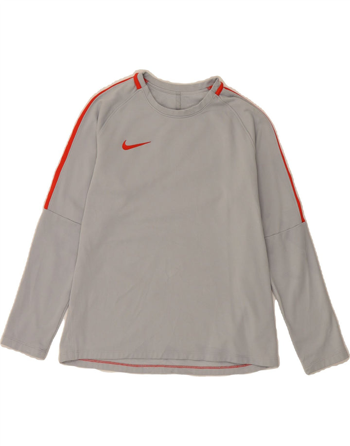 NIKE Dame Dri Fit Top Langærmet UK 14 Medium Grey Polyester