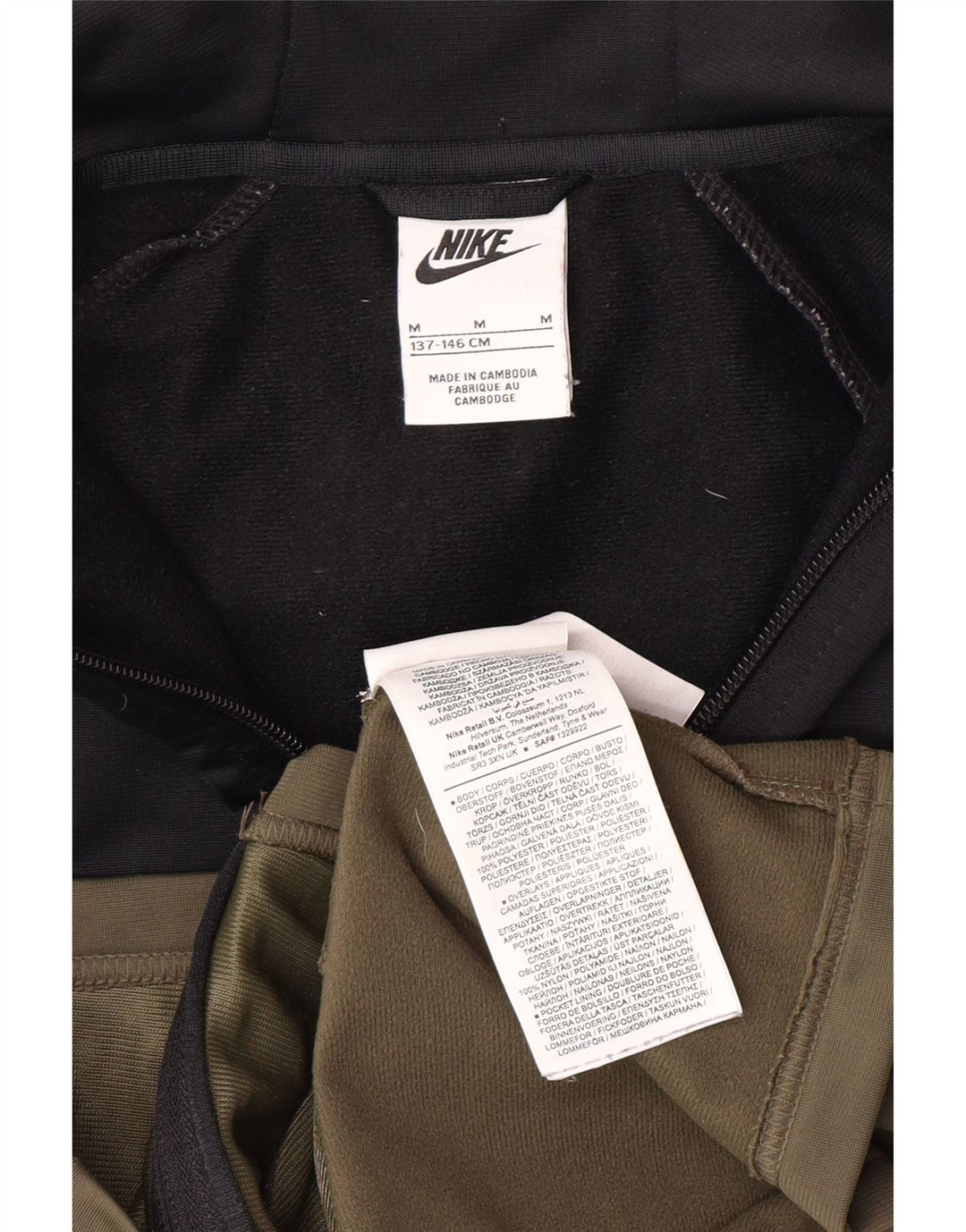 NIKE hættetrøje med lynlås til piger 10-11 år Medium Khaki Colourblock