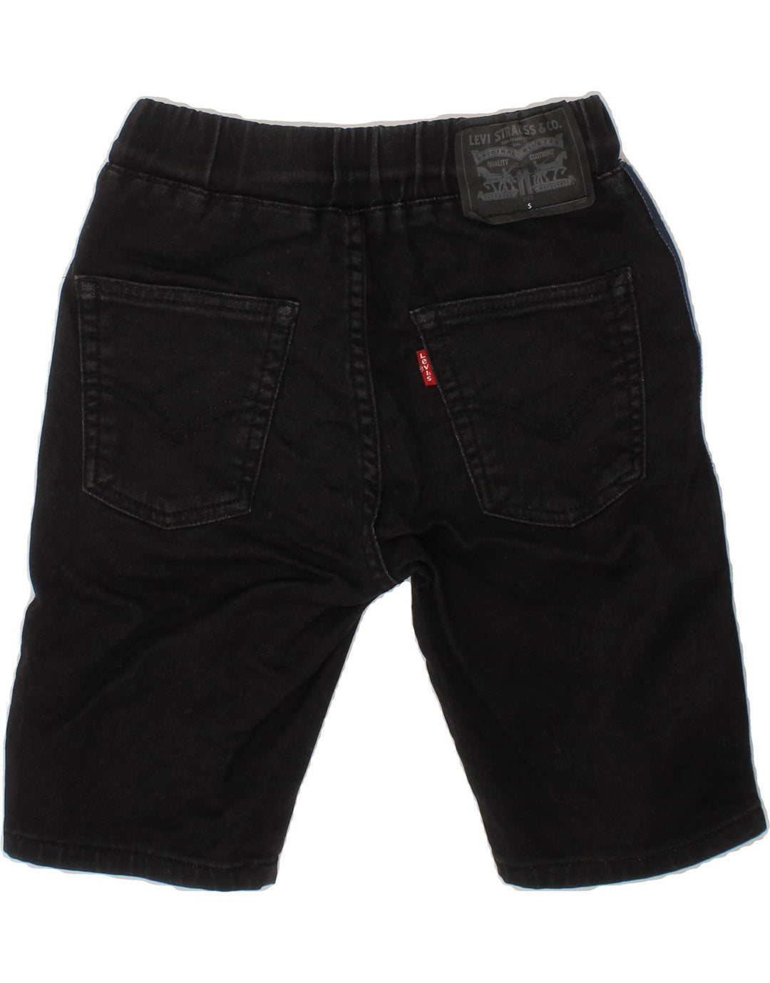 LEVI'S Boys Graphic Denim Shorts 8-9 Years Small W24  Black Colourblock Vintage Levi's and Second-Hand Levi's from Messina Hembry 