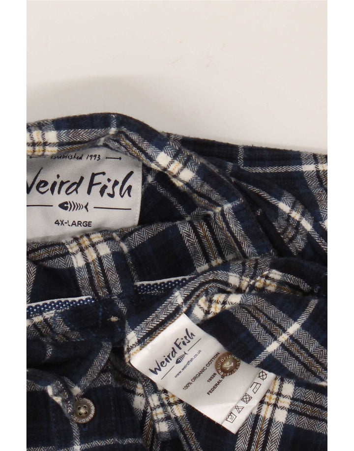 Weird Fish Herre flannelskjorte 4XL marineblå ternet bomuld
