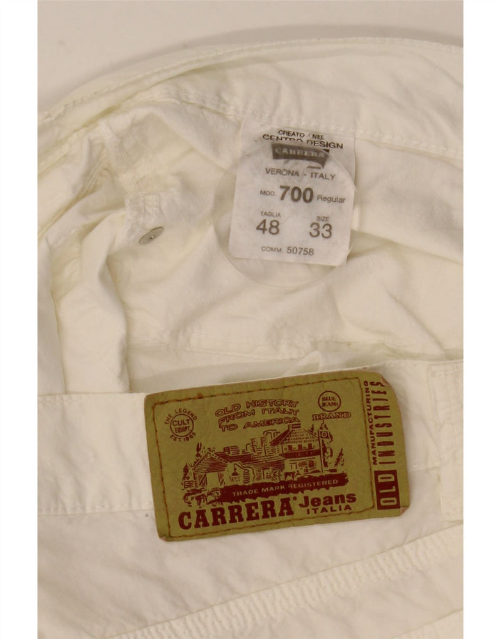 Carrera Mens 700 Regular Fit Casual Bukser Størrelse 33 Hvid Bomuld