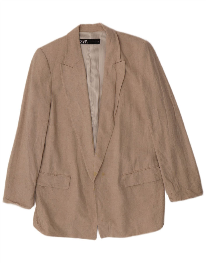 Zara Dame Blazer Jacket UK 12 Medium Beige Viscose