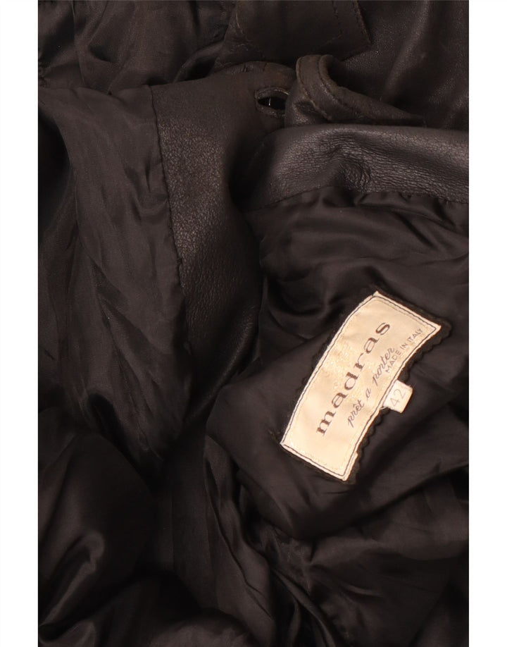 Vintage dame 1 knap læder blazerjakke IT 42 Medium Sort