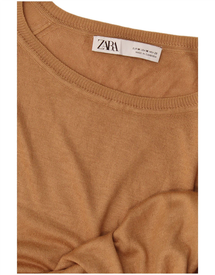 Zara Dame Boat Neck Jumper Sweater UK 14 Medium Beige