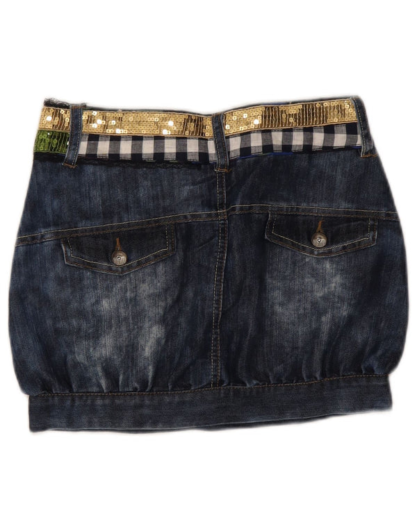 Desigual piger mini denim nederdel 11-12 år W26 marineblå farveblok