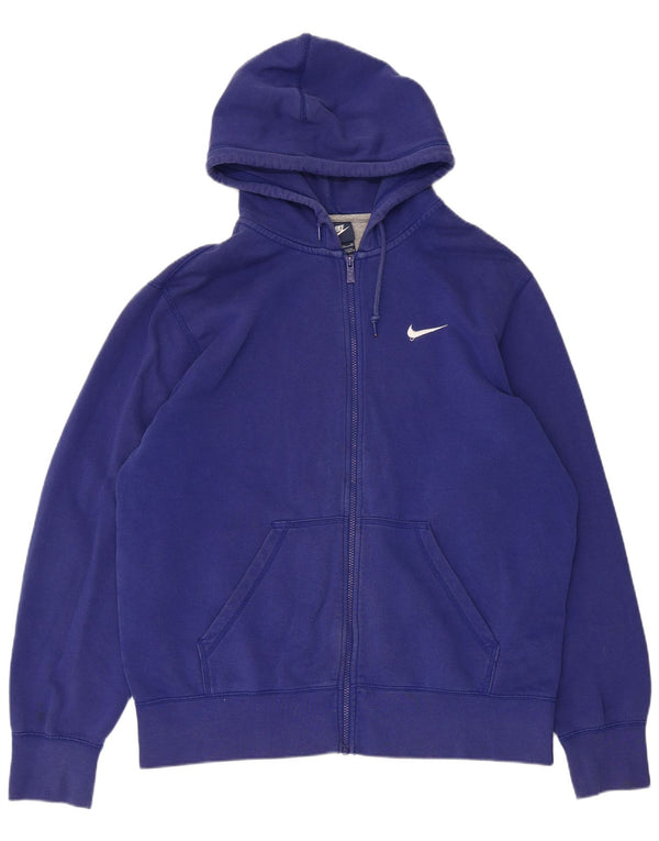 Nike hættetrøje med lynlås til mænd XL blå bomuld