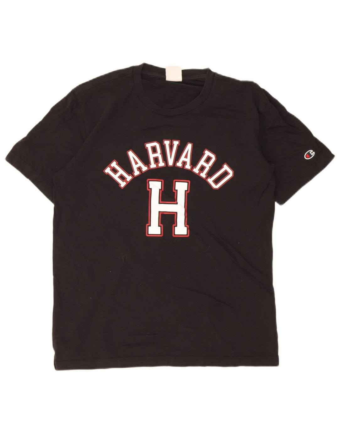 Champion Herre Harvard Grafisk T-Shirt Top Medium Sort Bomuld