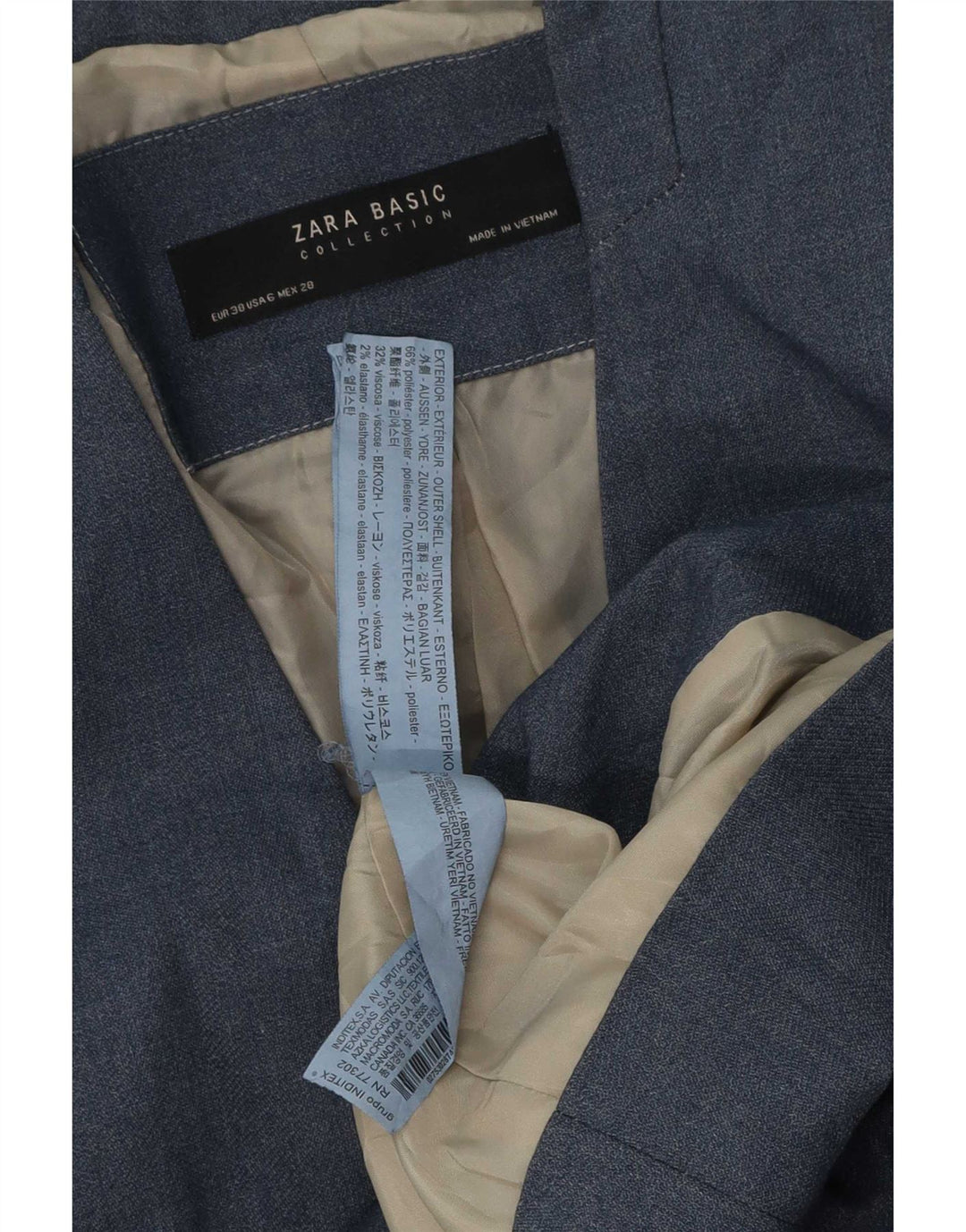 Zara Dame 1-knaps blazerjakke EU 38 Medium Blue Polyester