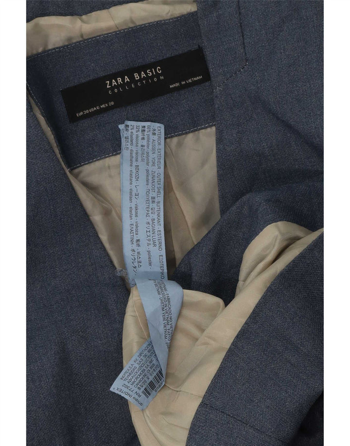 Zara Dame 1-knaps blazerjakke EU 38 Medium Blue Polyester