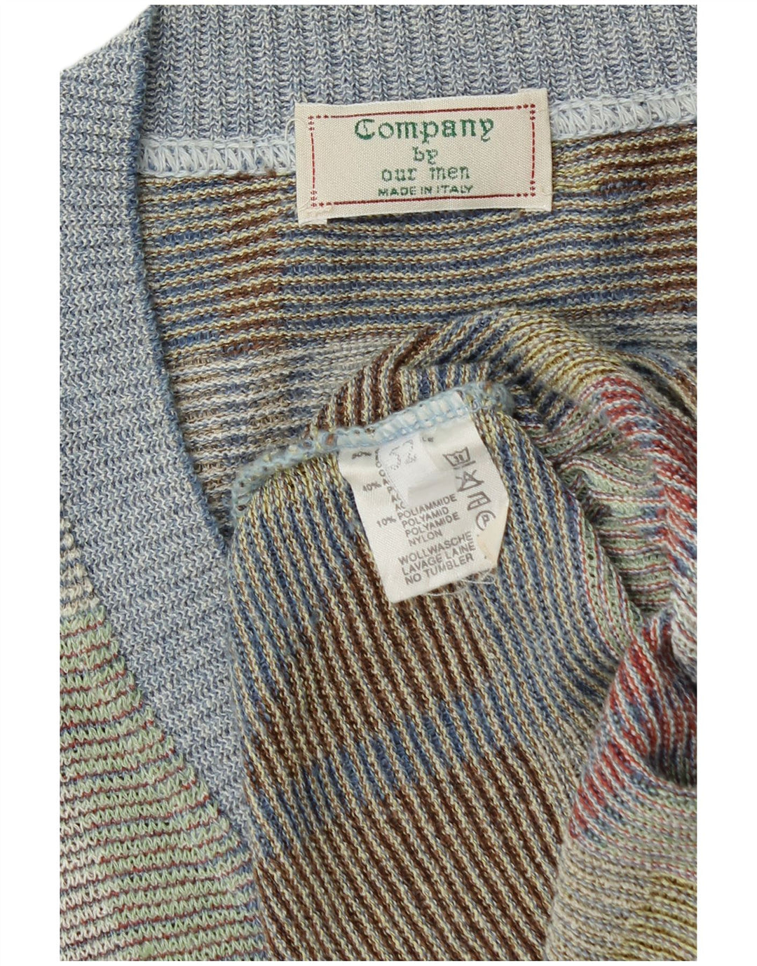 VINTAGE Herre V-hals sweater IT 52 Stor Flerfarvet Geometrisk