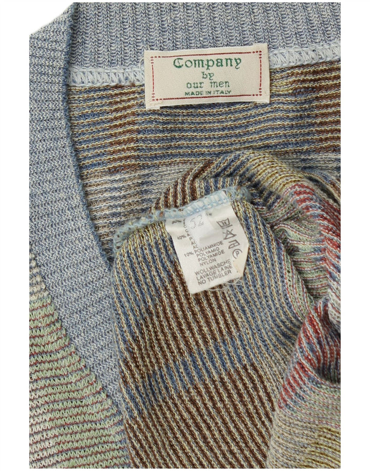 VINTAGE Herre V-hals sweater IT 52 Stor Flerfarvet Geometrisk