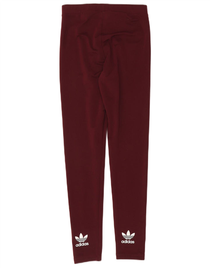 Adidas Dame Grafiske Leggings UK 12 Medium Burgundy Polyester