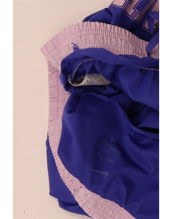 NIKE Dri Fit grafiske sportsshorts til kvinder UK 10 Small Blue Polyester