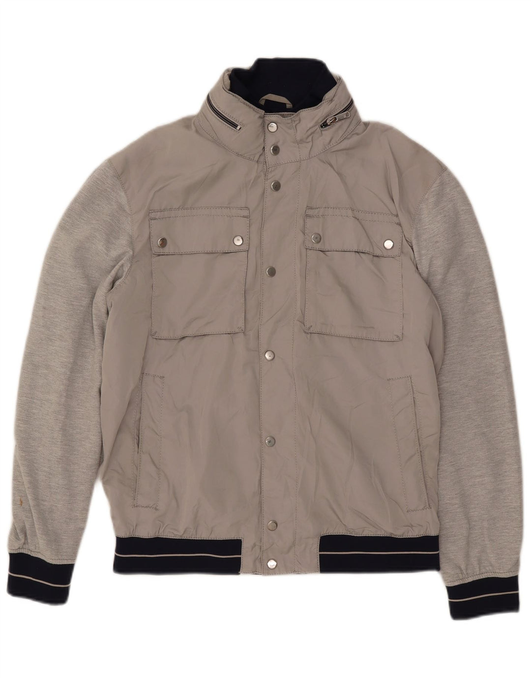 Zara Herre Hooded Bomber Jacket UK 40 Large Grey
